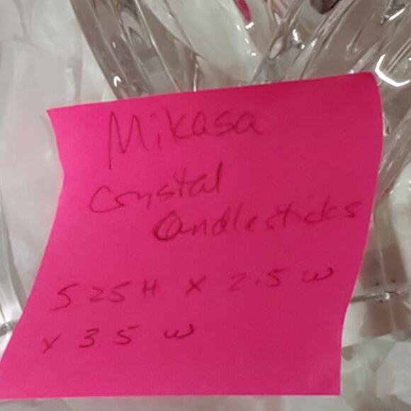 Mikasa Candle Holders Pair Taper Lead Crystal Art Deco Style 1990s Tulip Germany - Picture 11 of 16